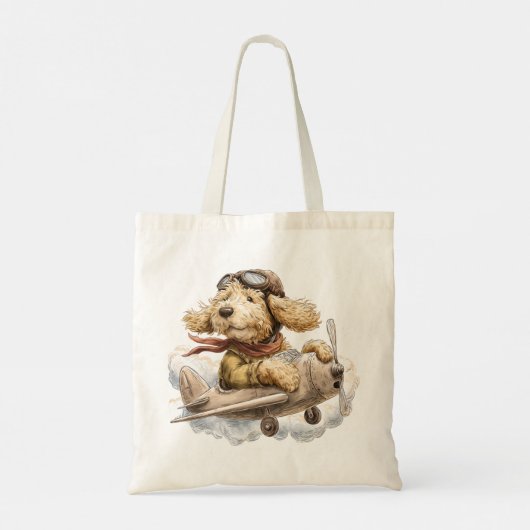 Goldendoodle Dog Pilot Airplane Tote Bag (Achterkant)