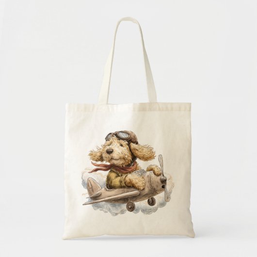 Goldendoodle Dog Pilot Airplane Tote Bag (Voorkant)
