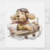Goldendoodle Dog Pilot Airplane Wijn Etiket (Enkel label)