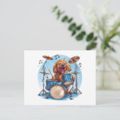 Goldendoodle Dog Playing Drums Briefkaart (Staand voorkant)