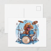 Goldendoodle Dog Playing Drums Briefkaart (Voorkant / Achterkant)