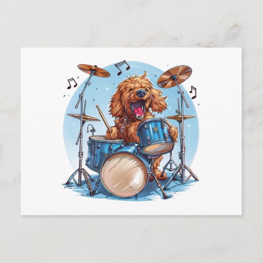 Goldendoodle Dog Playing Drums Briefkaart (Voorkant)