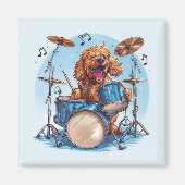 Goldendoodle Dog Playing Drums Magneet (Voorkant)