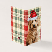 Goldendoodle Dog Red en Green Plaid Holiday Kaart (Buitenkant)