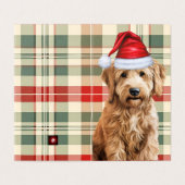 Goldendoodle Dog Red en Green Plaid Holiday Kaart (Buitenkant ongevouwen)