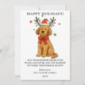 Goldendoodle Dog Reindeer Antlers Puppy Christmas Feestdagenkaart (Voorkant)