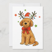 Goldendoodle Dog Reindeer Antlers Puppy Christmas Feestdagenkaart (Achterkant)