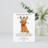 Goldendoodle Dog Reindeer Antlers Puppy Christmas Feestdagenkaart (Staand voorkant)