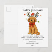 Goldendoodle Dog Reindeer Antlers Puppy Christmas Feestdagenkaart (Voorkant / Achterkant)