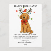 Goldendoodle Dog Reindeer Antlers Puppy Christmas Feestdagenkaart (Voorkant)