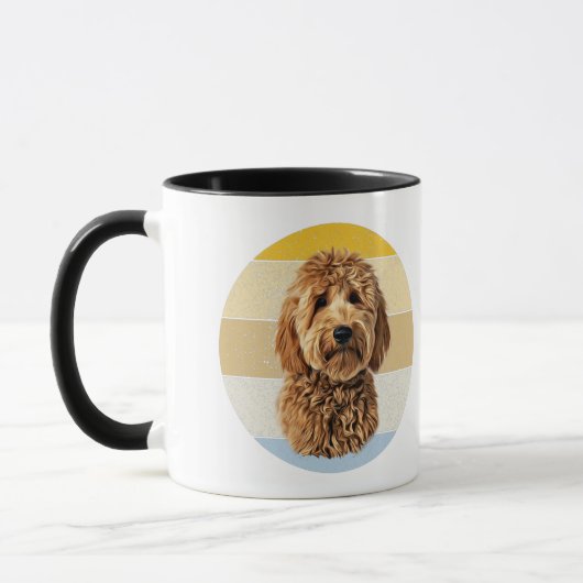 Goldendoodle Dog Retro Sunset Mok (Links)