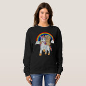 Goldendoodle Dog Riding Unicorn Rainbow Girls & Ki Trui (Voorkant volledig)