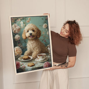 Goldendoodle Dog  Tea Canvas Afdruk
