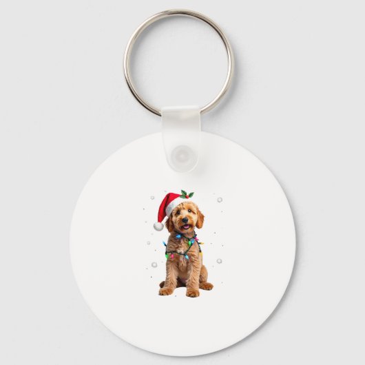 Goldendoodle Dog Tree Christmas Sweater Xmas Pet D Sleutelhanger (Voorkant)