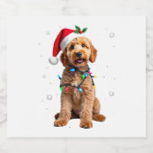 Goldendoodle Dog Tree Christmas Sweater Xmas Pet D Sparkling Wijnetiket (Enkel label)