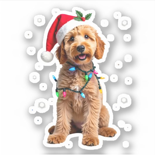 Goldendoodle Dog Tree Christmas Sweater Xmas Pet D Sticker (Voorkant)