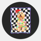 Goldendoodle Dog Tree Christmas Xmas Pet Dogs Gift Ronde Sticker (Voorkant)