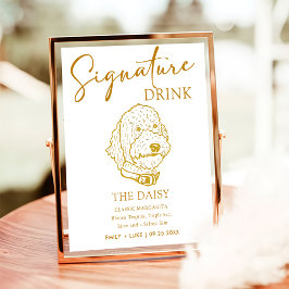 Goldendoodle Dog Trouwhandtekening Drink Teken Poster