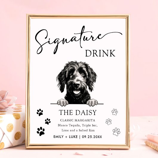 Goldendoodle Dog Trouwhandtekening Drink Teken Poster