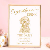Goldendoodle Dog Trouwhandtekening Drink Teken Poster