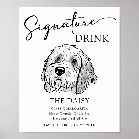 Goldendoodle Dog Trouwhandtekening Drink Teken Poster (Voorkant)