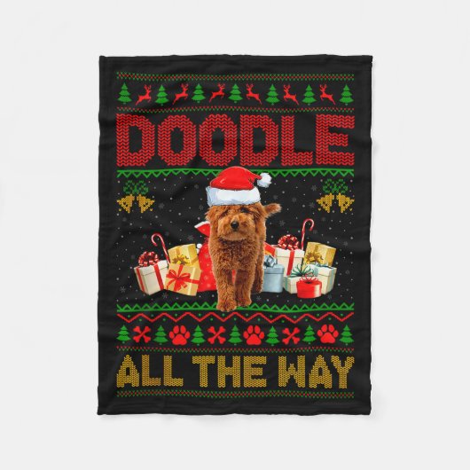 Goldendoodle Dog Ugly Christmas Sweaters Pet Dog L Fleece Deken (Voorkant)