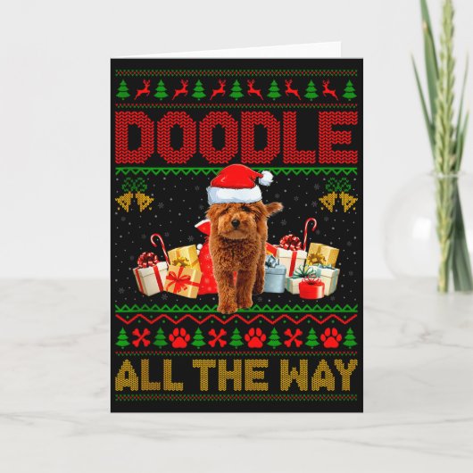 Goldendoodle Dog Ugly Christmas Sweaters Pet Dog L Kaart (Voorkant)