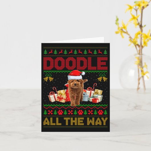 Goldendoodle Dog Ugly Christmas Sweaters Pet Dog L Kaart (Gele Bloem)