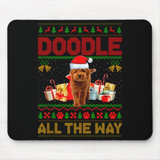 Goldendoodle Dog Ugly Christmas Sweaters Pet Dog L Muismat (Voorkant)