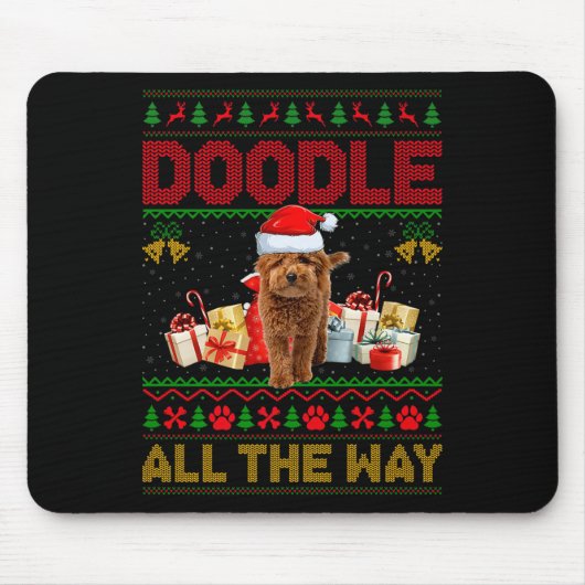 Goldendoodle Dog Ugly Christmas Sweaters Pet Dog L Muismat (Voorkant)