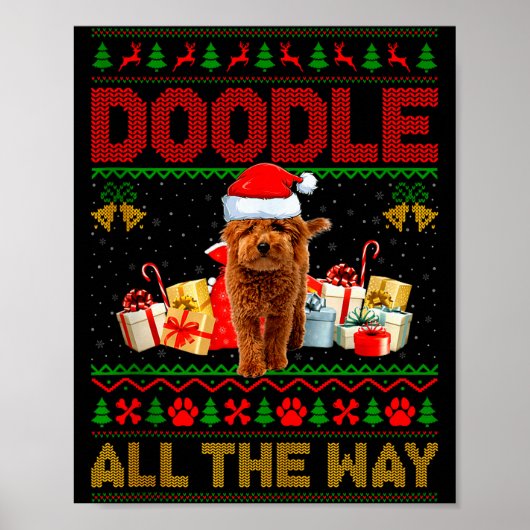 Goldendoodle Dog Ugly Christmas Sweaters Pet Dog L Poster (Voorkant)