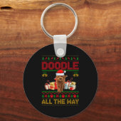 Goldendoodle Dog Ugly Christmas Sweaters Pet Dog L Sleutelhanger (Voorkant)