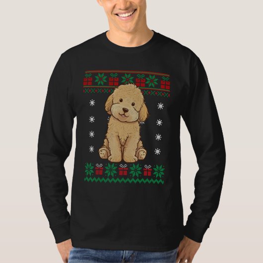 Goldendoodle Dog Ugly Sweater Christmas Puppy Dog  T-shirt (Voorkant)