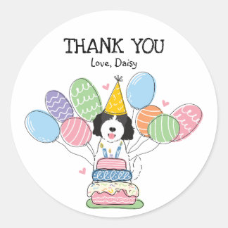 Goldendoodle Dog Verjaardagsfeestje Favor Tags Sti Ronde Sticker