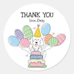 Goldendoodle Dog Verjaardagsfeestje Favor Tags Sti Ronde Sticker