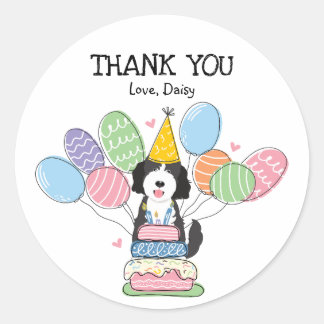 Goldendoodle Dog Verjaardagsfeestje Favor Tags Sti Ronde Sticker