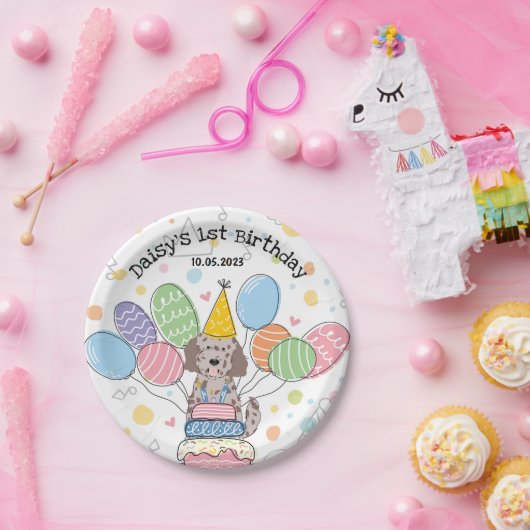 Goldendoodle Dog Verjaardagsfeestje Papieren Borde Papieren Bordje (Feest)