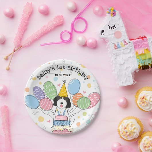 Goldendoodle Dog Verjaardagsfeestje Papieren Borde Papieren Bordje (Feest)