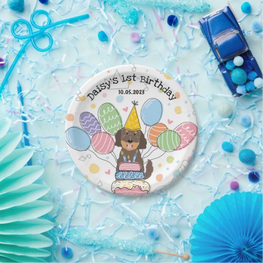 Goldendoodle Dog Verjaardagsfeestje Papieren Borde Papieren Bordje (Feest)