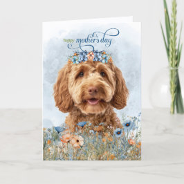 Goldendoodle Dog Wildflowers Mother's Day Feestdagen Kaart