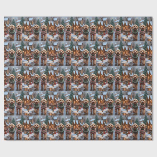 Goldendoodle Dogs Christmas Snow Holiday Cadeaupapier (Vlak)