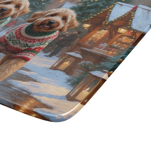Goldendoodle Dogs Christmas Snow Holiday Snijplank (Hoek)