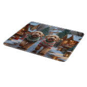 Goldendoodle Dogs Christmas Snow Holiday Snijplank (Hoek)