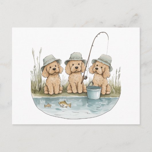 Goldendoodle Dogs Gevist Briefkaart (Voorkant)