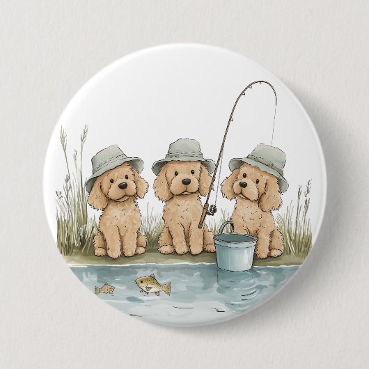 Goldendoodle Dogs Gevist Ronde Button 7,6 Cm (Voorkant)