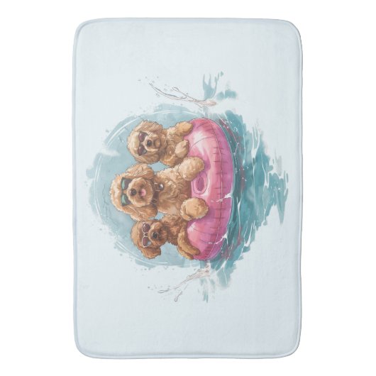 Goldendoodle Dogs Summer Pineapple Pool Float Badmat (Voorkant Verticaal)