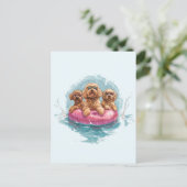 Goldendoodle Dogs Summer Pineapple Pool Float Briefkaart (Staand voorkant)