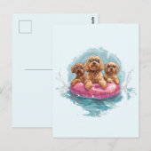 Goldendoodle Dogs Summer Pineapple Pool Float Briefkaart (Voorkant / Achterkant)