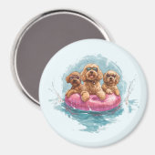 Goldendoodle Dogs Summer Pineapple Pool Float Magneet (Voorkant / Achterkant)