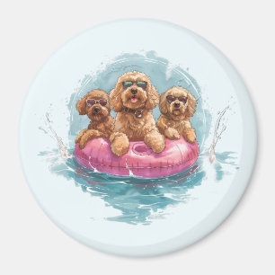 Goldendoodle Dogs Summer Pineapple Pool Float Magneet